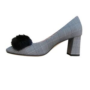Kate Spade Women’s Carine Houndstooth Pumps Black White New Size 8.5 de-labeled